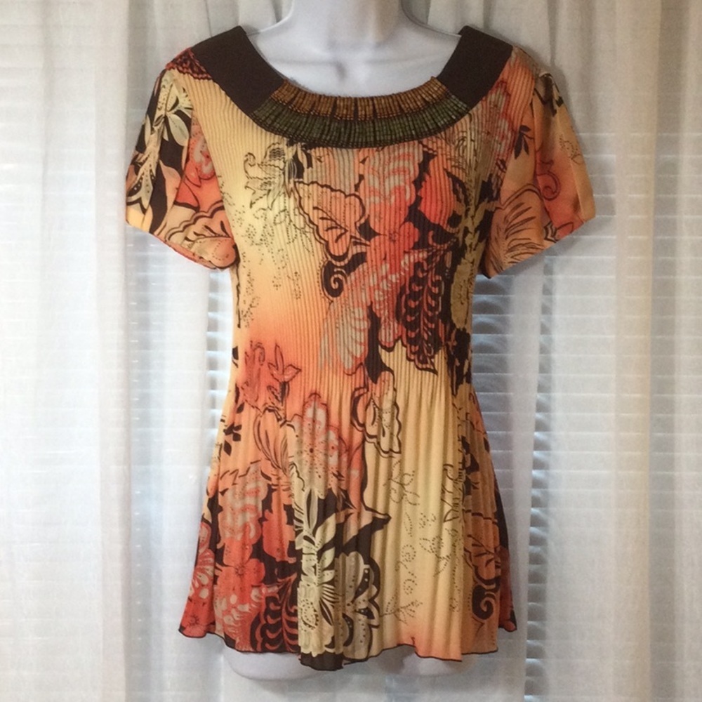 Dressbarn Beaded Pleated Top NWT Size S